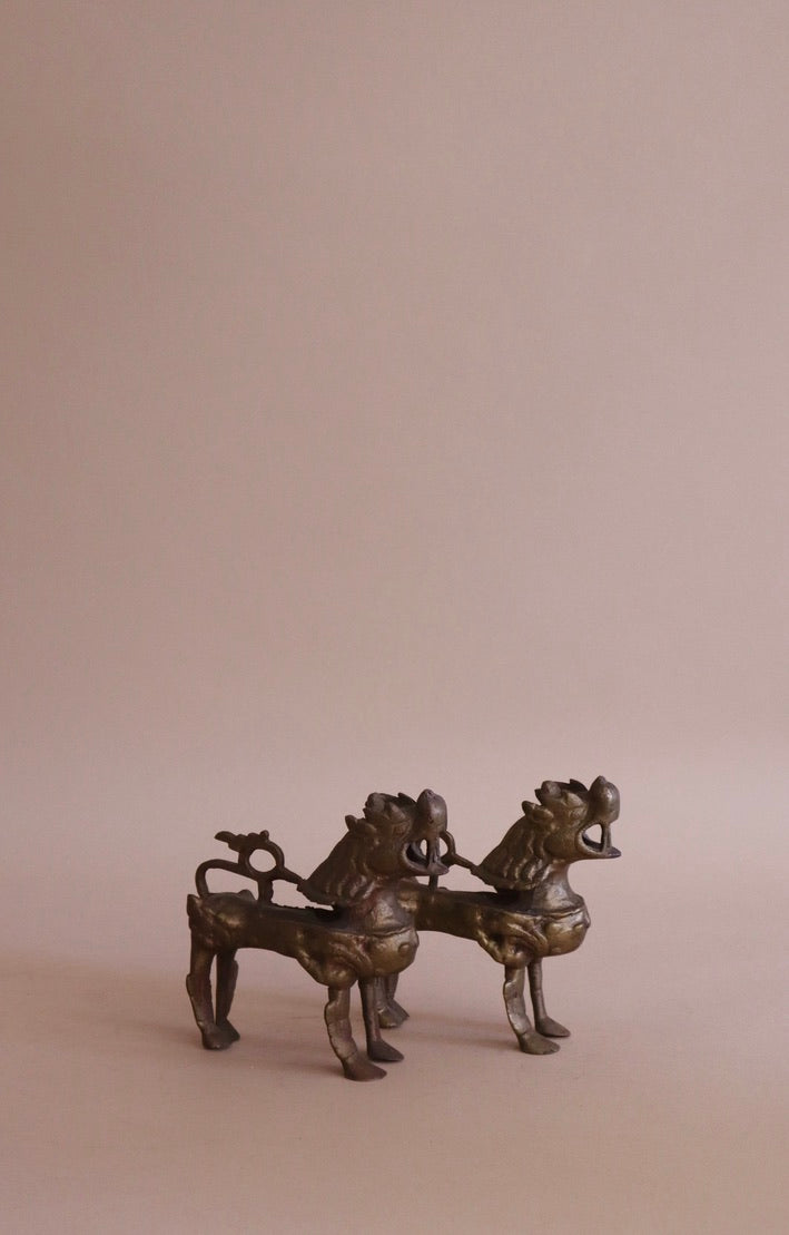 Pair of Brass Temple Dogs
