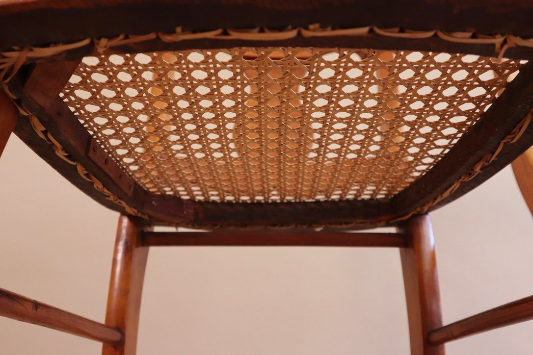 Early 20th Century Pair of Walnut Frame Chairs With Cane Seats