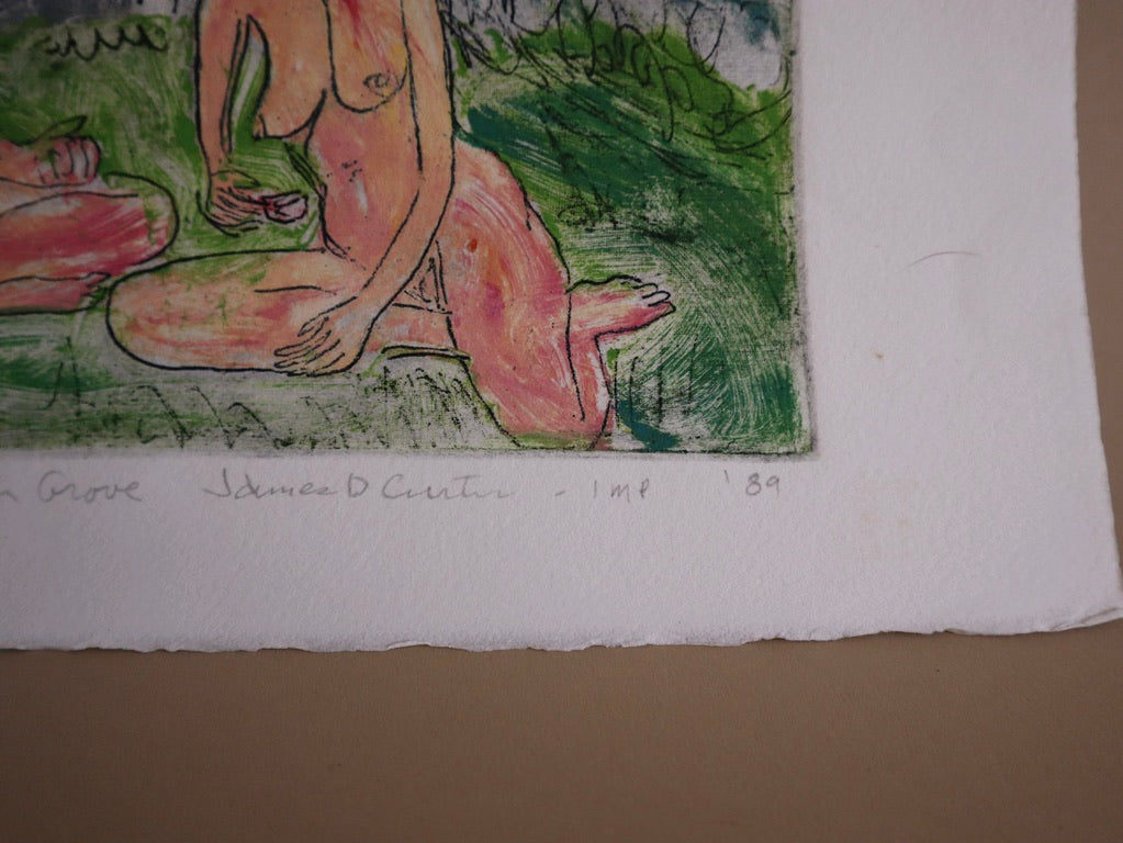 1989 James D. Curtis Etching of Women Lounging