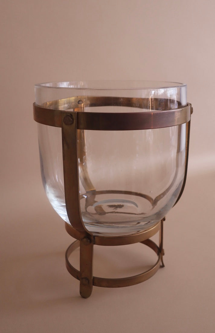1960s Brass & Glass Dome Votive