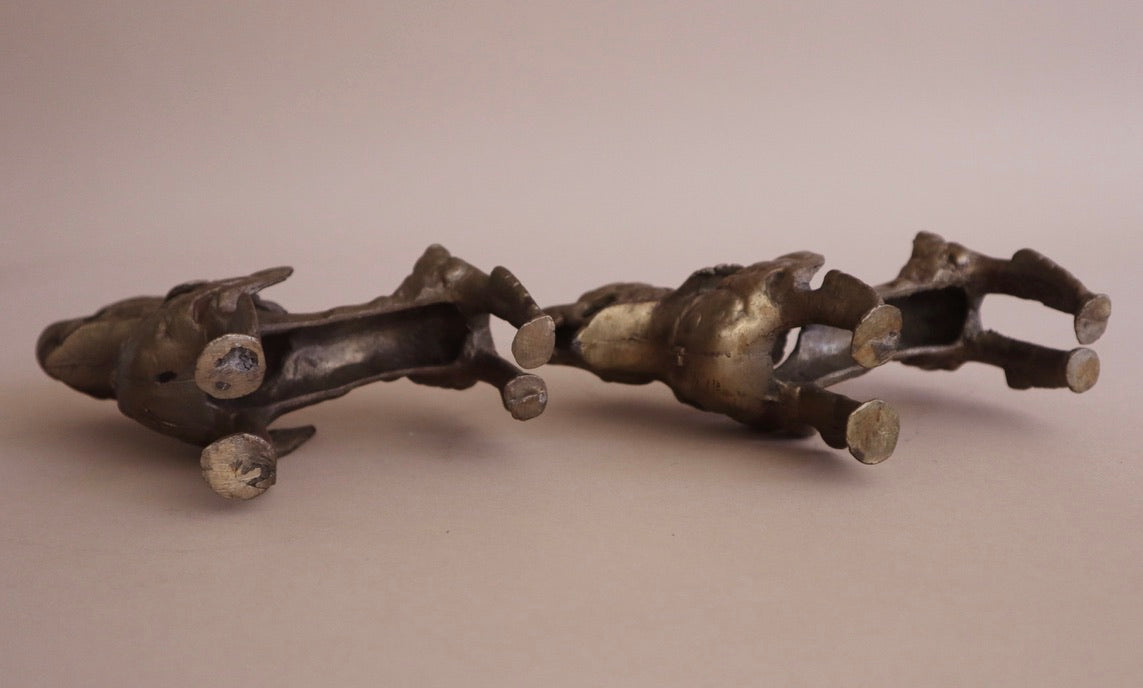 Pair of Brass Temple Dogs