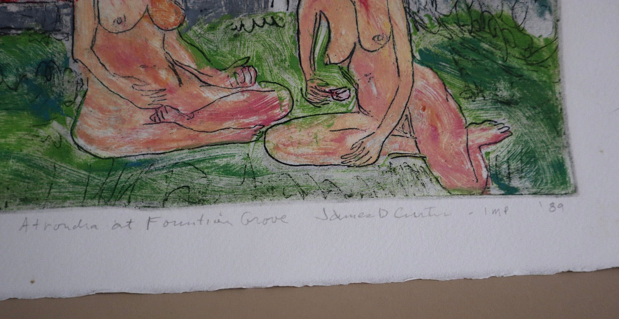 1989 James D. Curtis Etching of Women Lounging