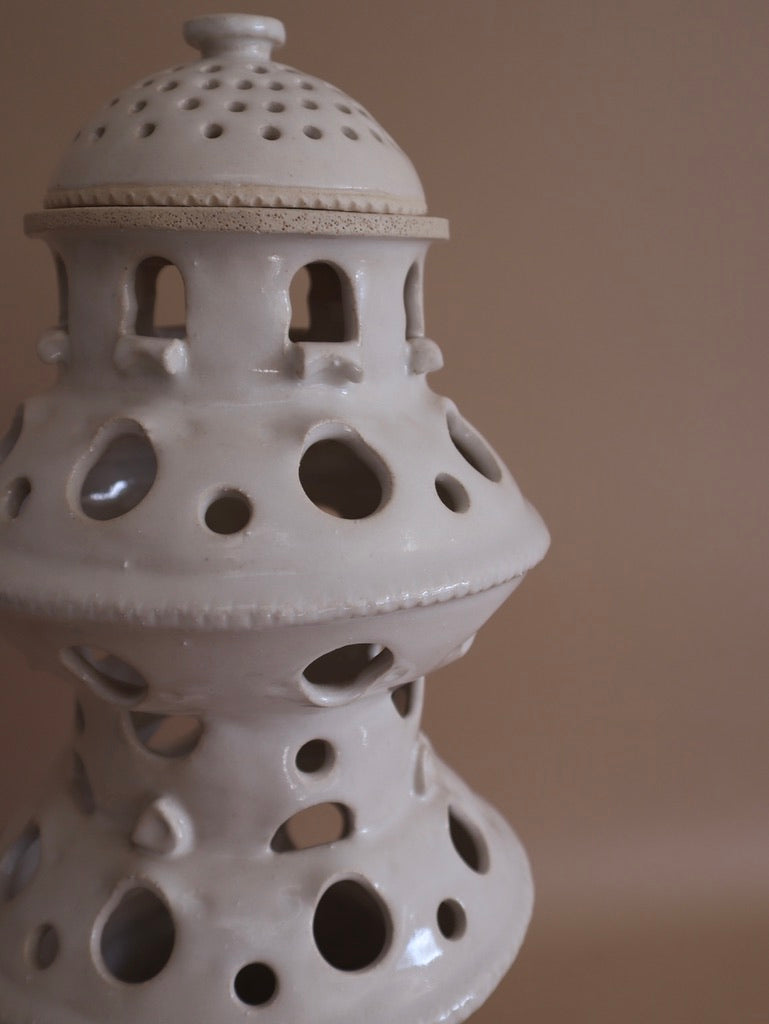 Vintage Hand-Made Ceramic Pagoda Lantern Lamp