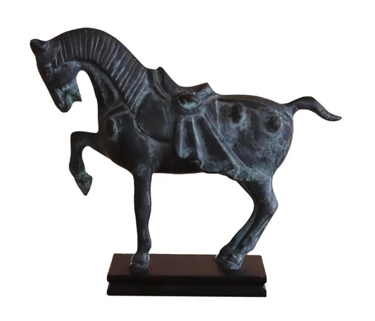 1950s Dynasty Horse Verdigris Statuette