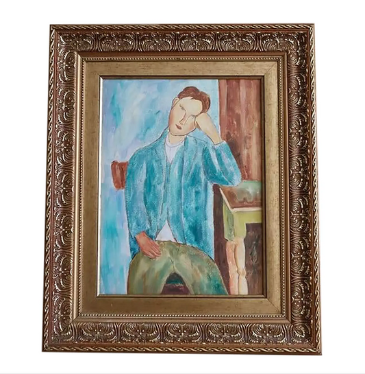1960s Vintage Abstract Portrait Oil Painting, Framed