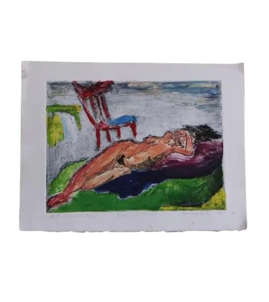 1990 James D. Curtis Etching Titled "Eyes Covered"