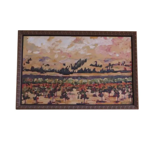 1990s Framed XL California Vineyard Oil Painting