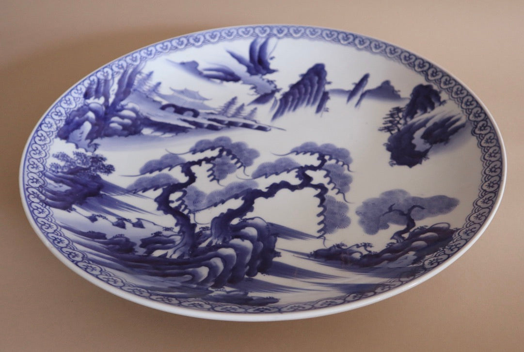 Large Early 20th Century Blue & White Plate