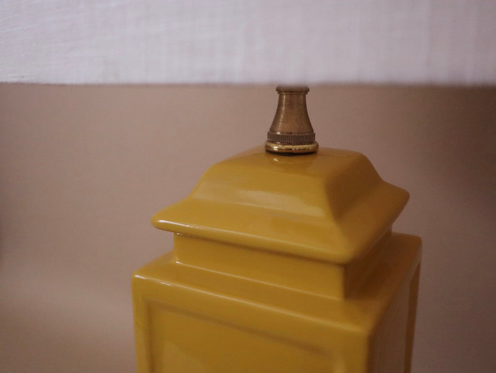 Contemporary Yellow Porcelain Square Lamp