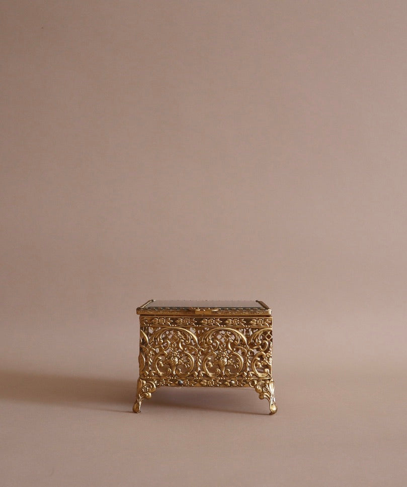 Vintage Gold Filigree Vanity Box