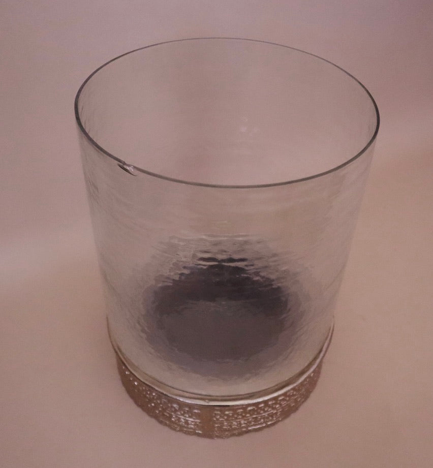 Textured Glass & Decorative Metal Base Hurricane by Wildwood
