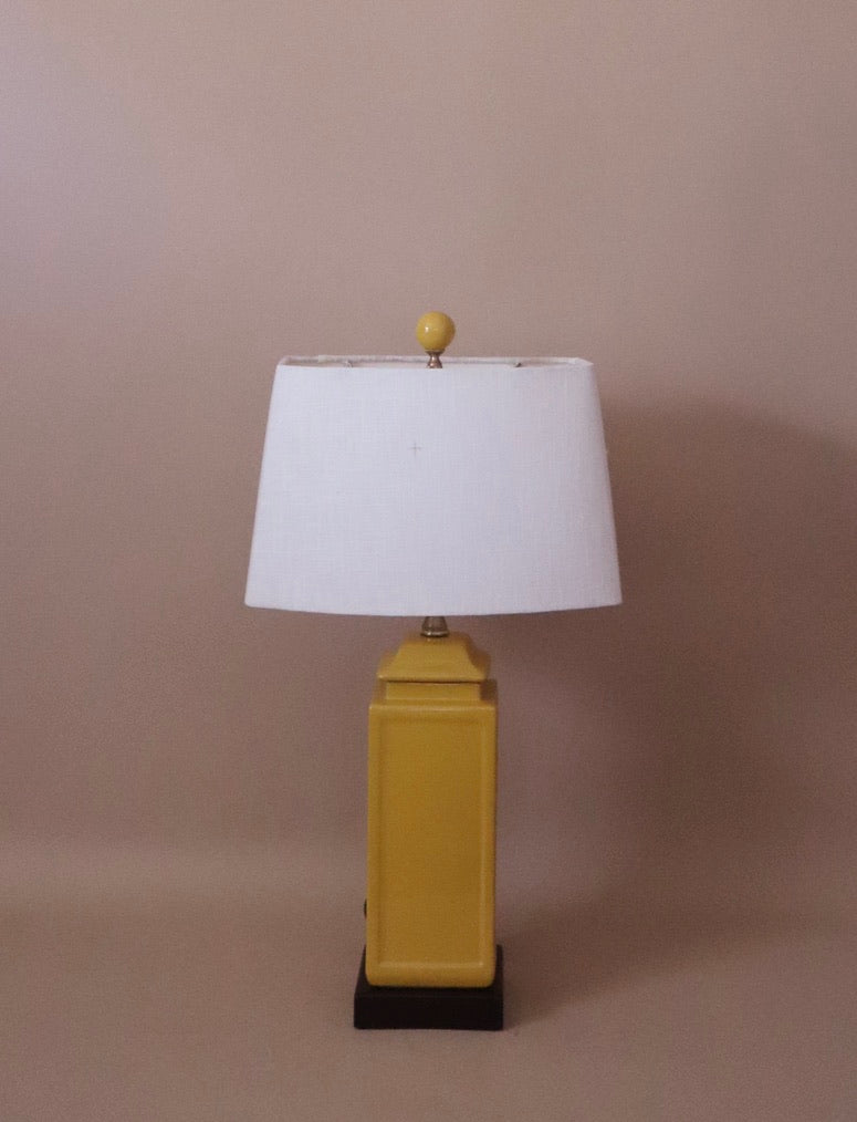 Contemporary Yellow Porcelain Square Lamp