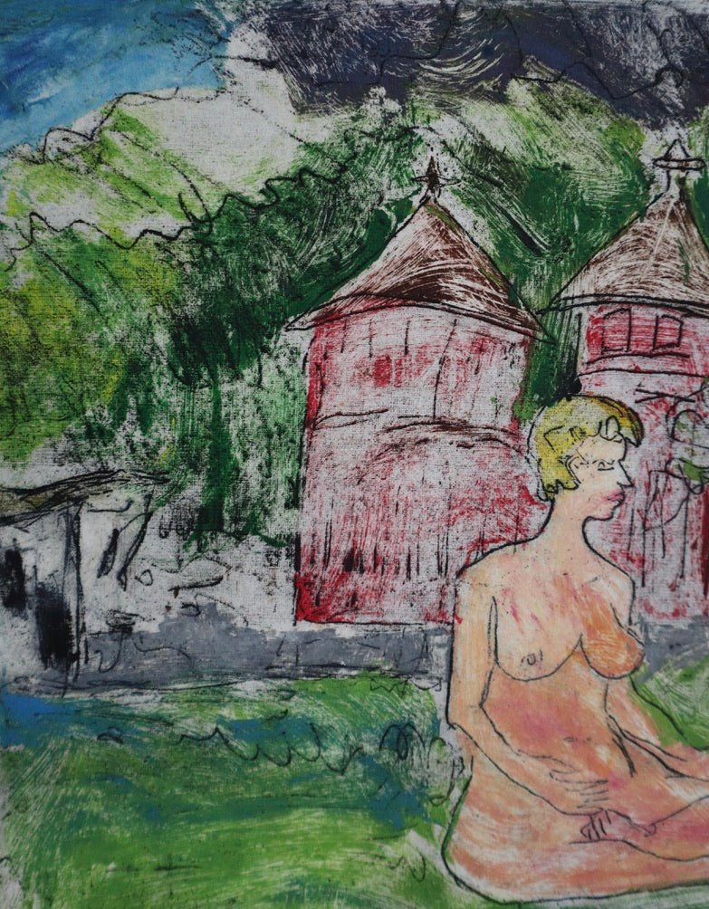 1989 James D. Curtis Etching of Women Lounging