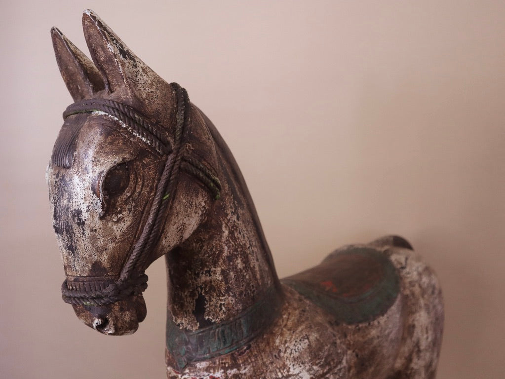 Antique XL Carved Wood Horse