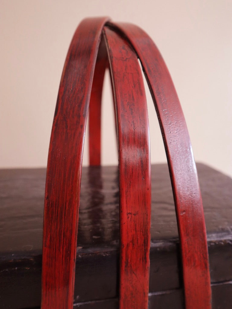 Antique Black & Red Wooden Basket