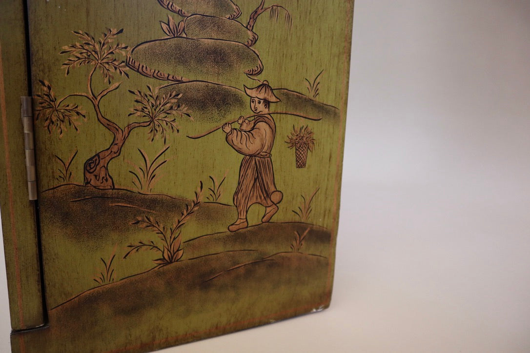 Early 21st Century Chinoiserie Green Asian Hutch Cabinet