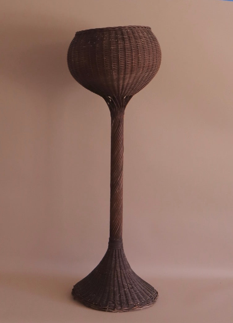 Late 19th Century Antique Standing Woven Wicker Basket
