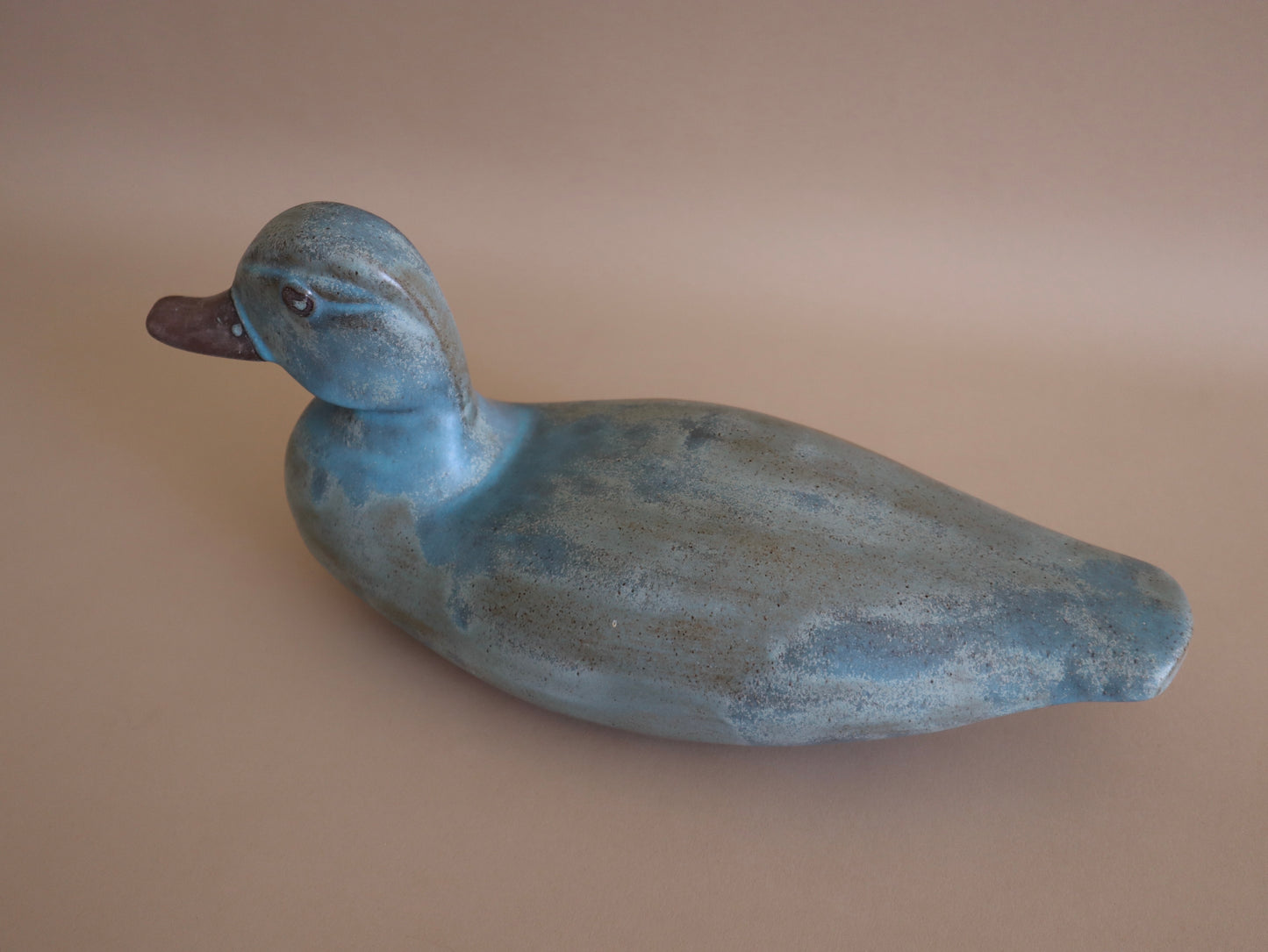 Vintage Ceramic Turquoise Duck Decoy