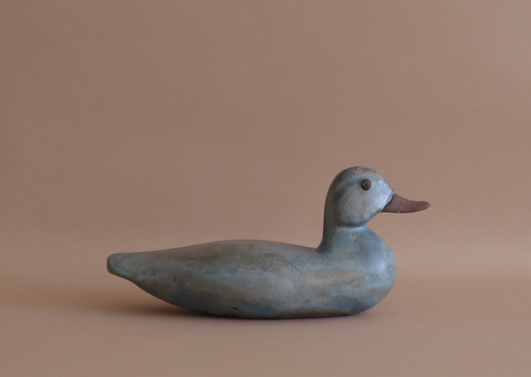 Vintage Ceramic Turquoise Duck Decoy