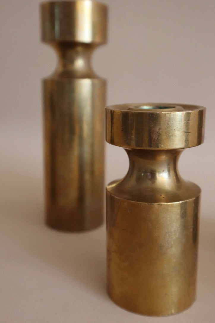 Set/5 Vintage Solid Brass Norwegian Candleholders