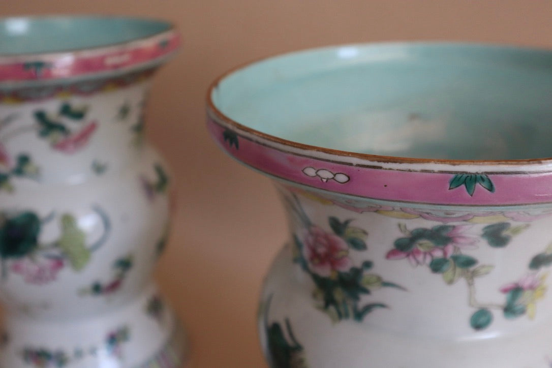 Mid Century Chinese Mille Fleurs Porcelain Vases, a Pair