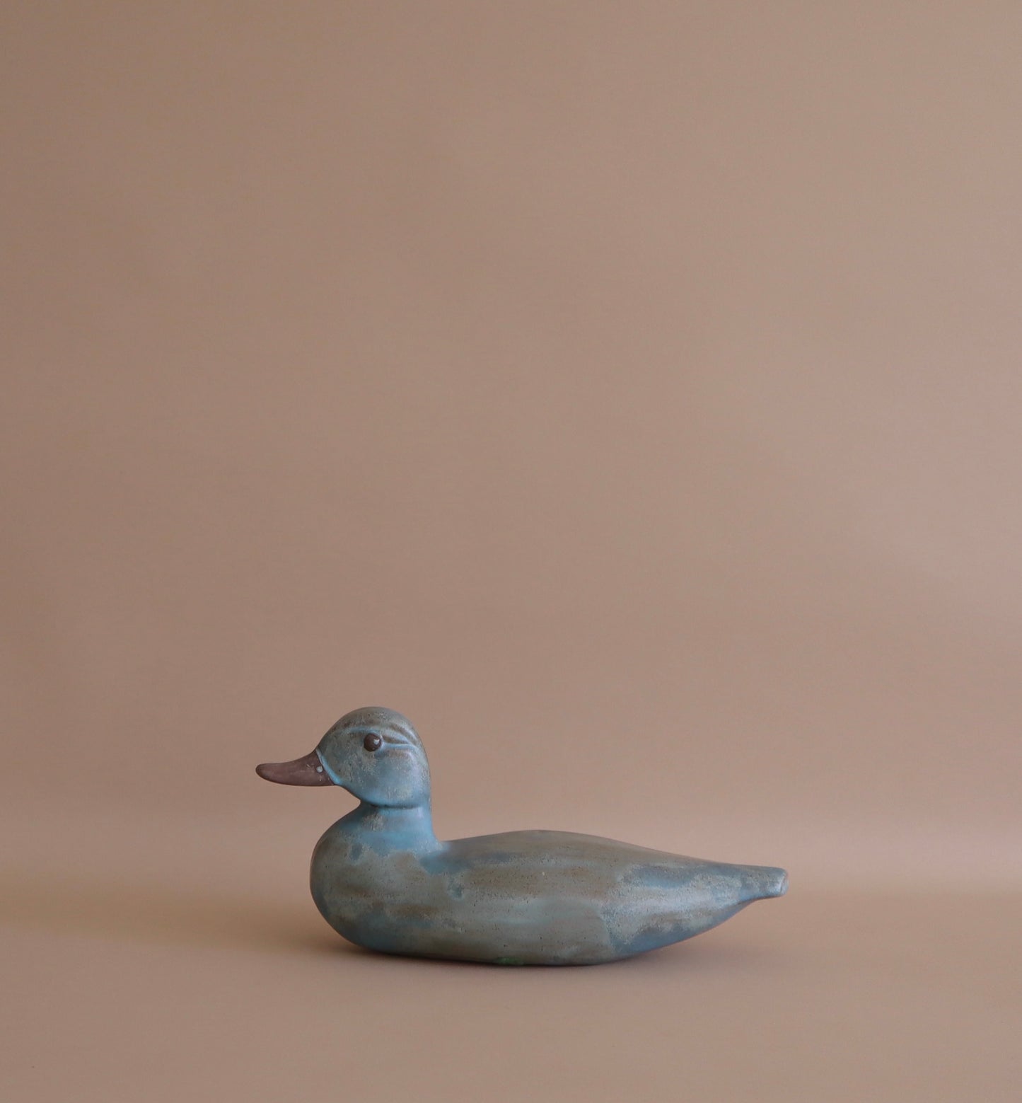 Vintage Ceramic Turquoise Duck Decoy