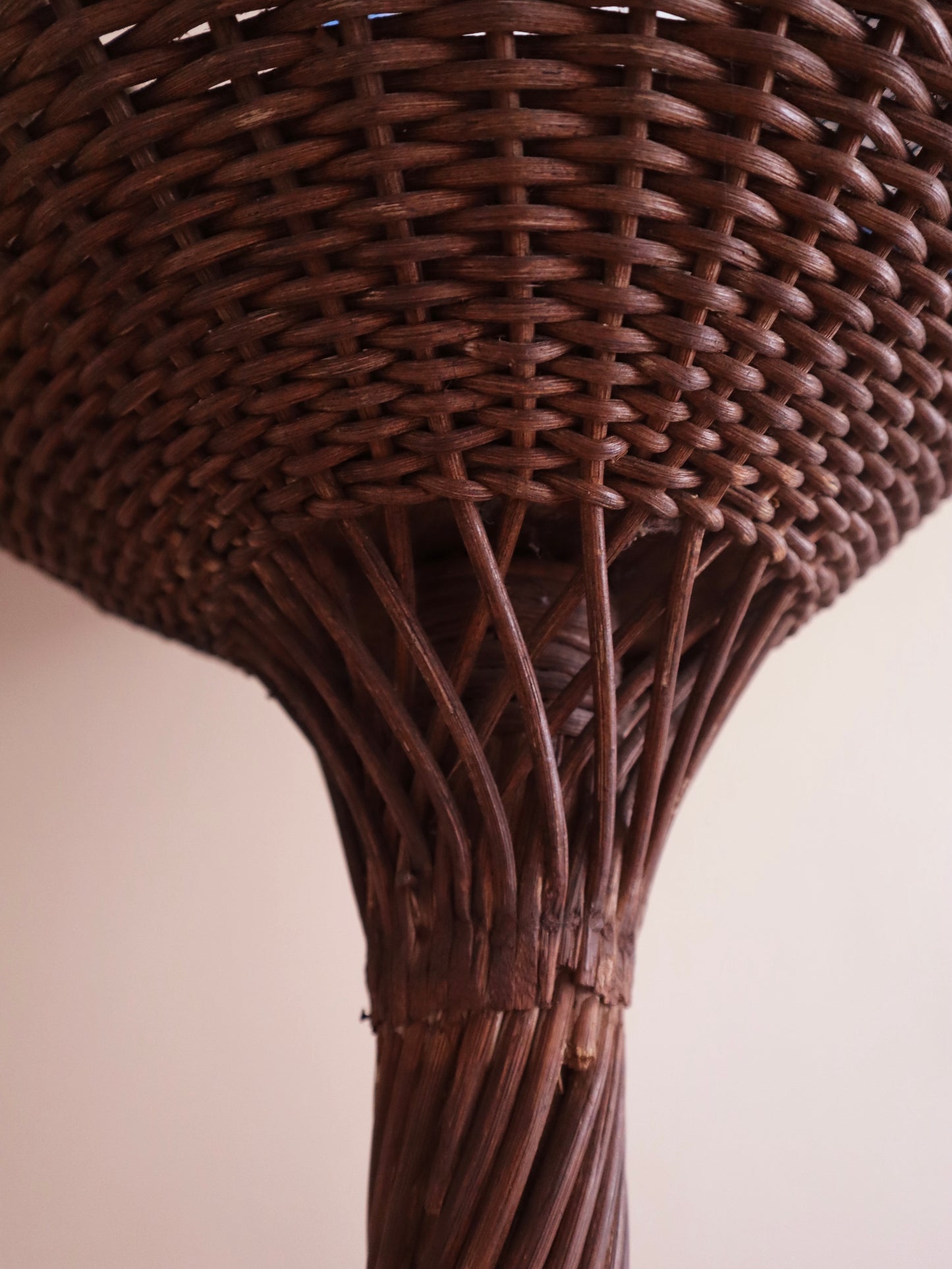 Late 19th Century Antique Standing Woven Wicker Basket