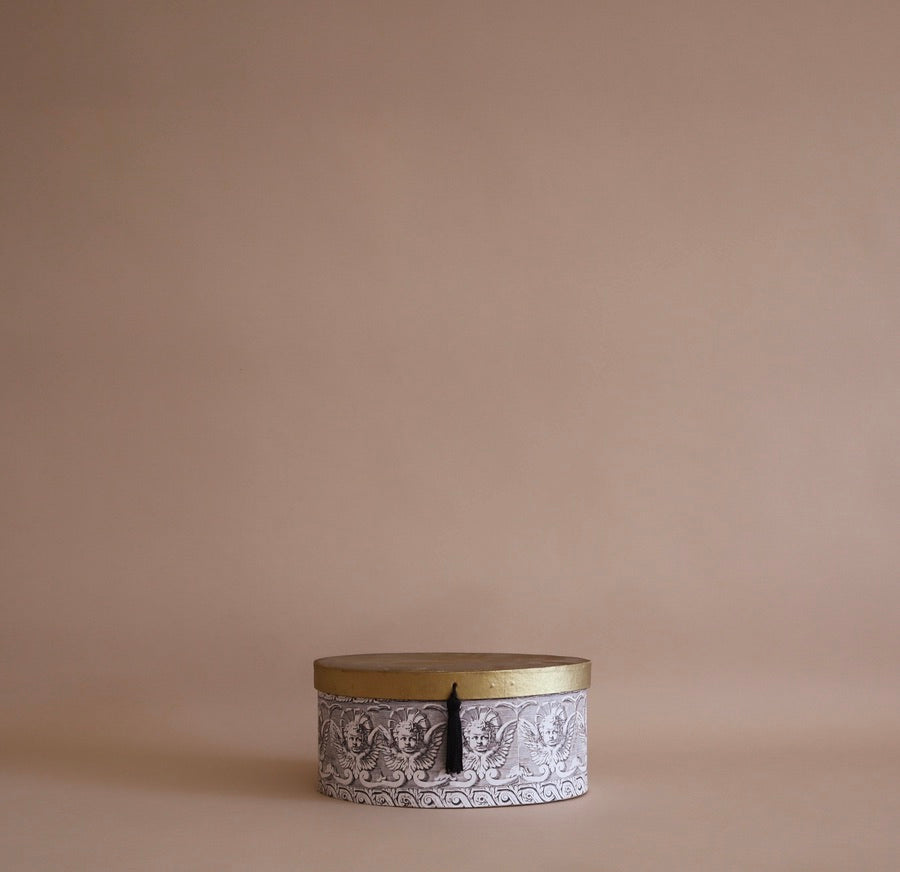 Oval Gold Lidded Box With Tassel