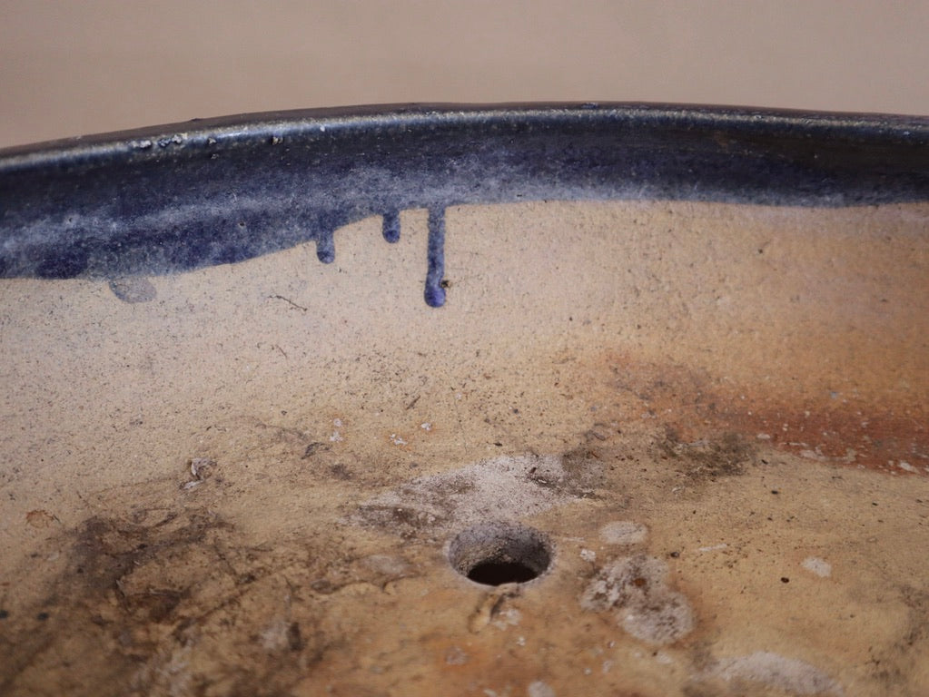 Large Shiwan Blue Glazed Ceramic Planter