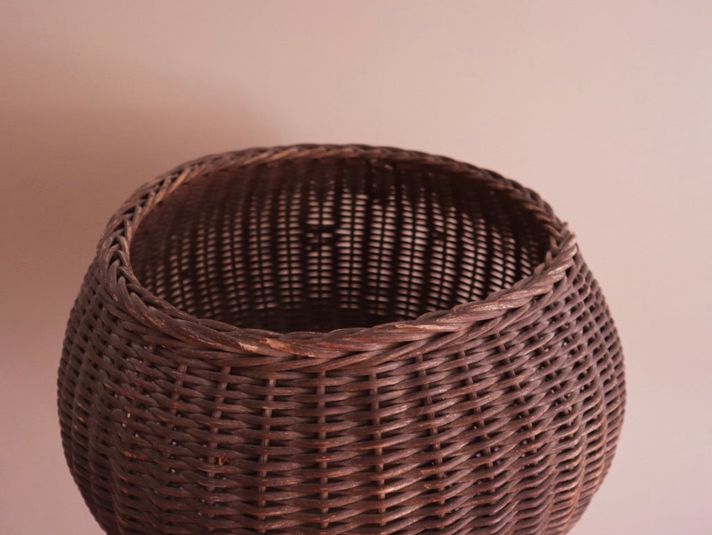 Late 19th Century Antique Standing Woven Wicker Basket