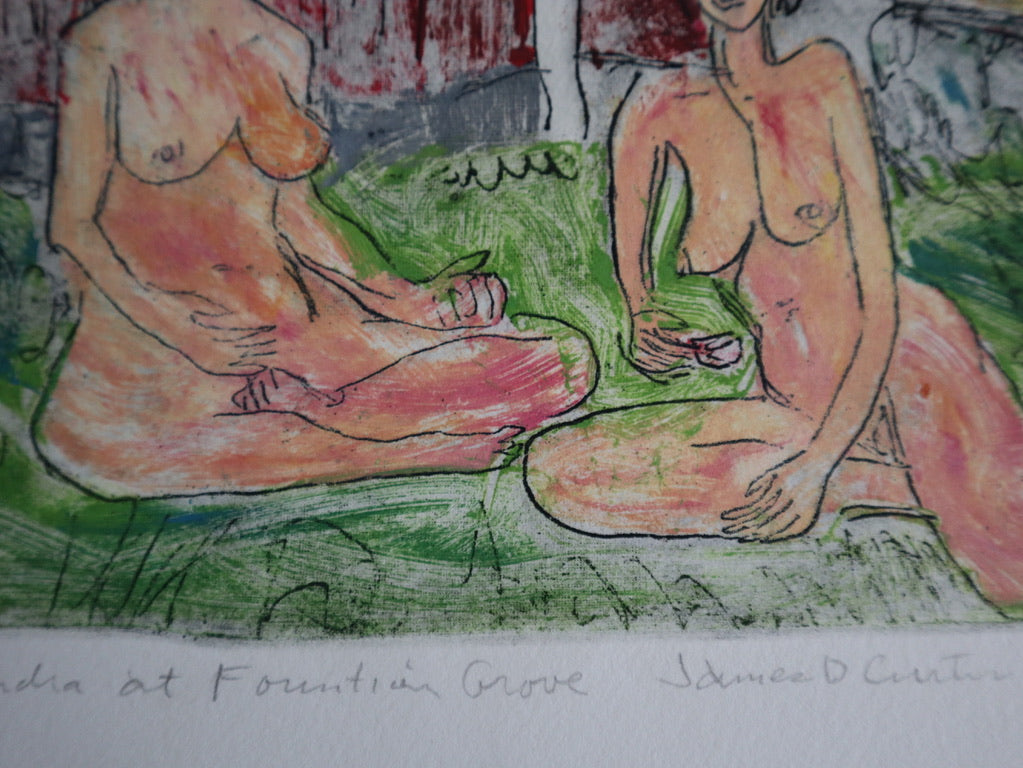 1989 James D. Curtis Etching of Women Lounging