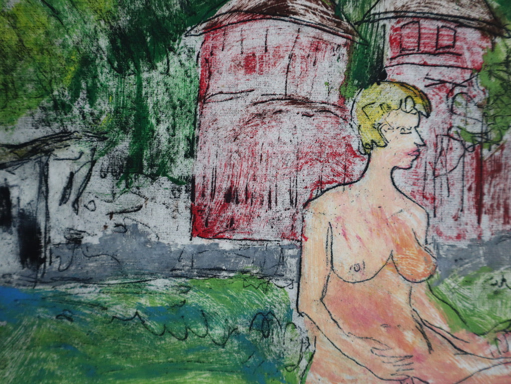 1989 James D. Curtis Etching of Women Lounging