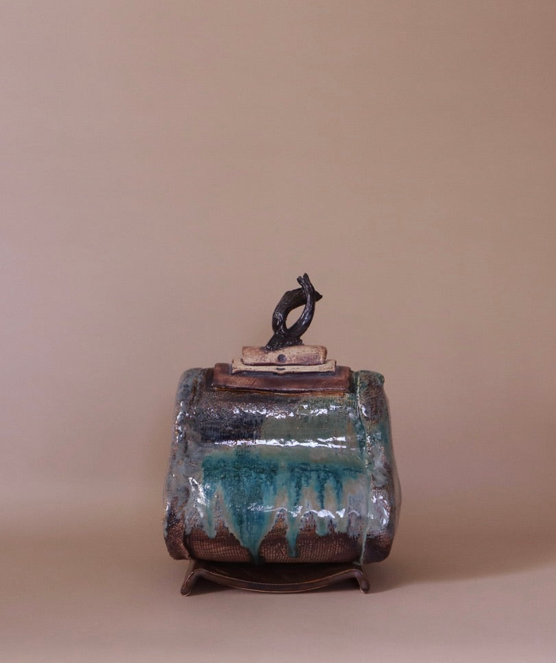 Vintage Handmade Studio Pottery Lidded Box