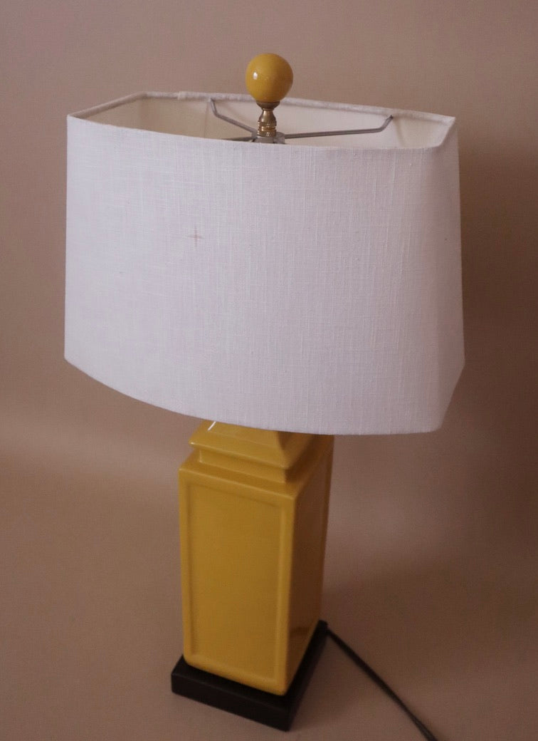 Contemporary Yellow Porcelain Square Lamp