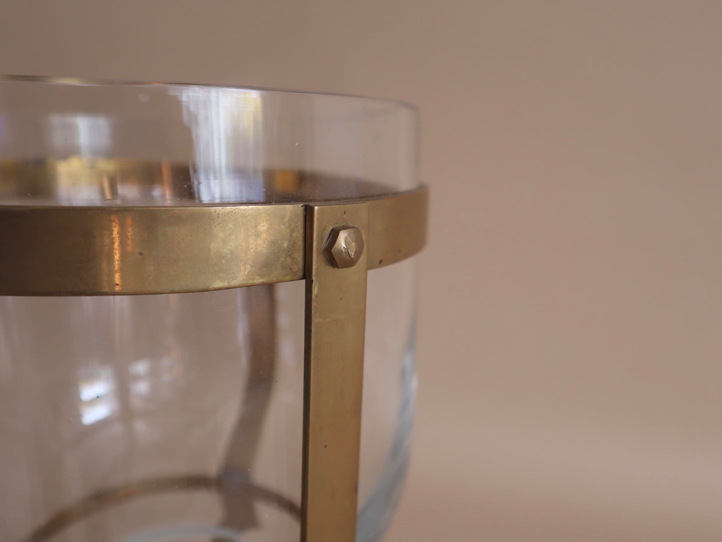 1960s Brass & Glass Dome Votive