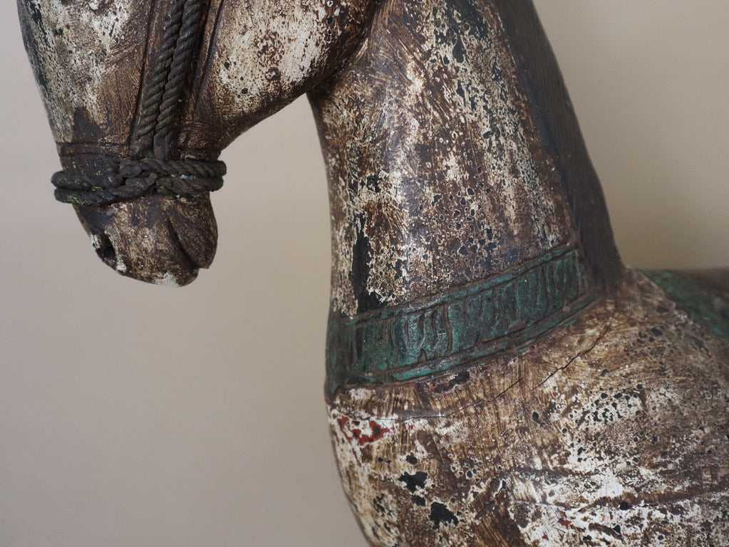 Antique XL Carved Wood Horse