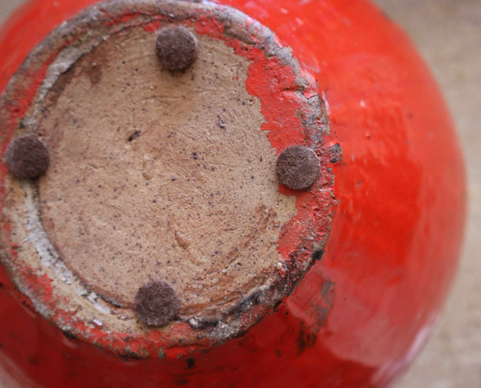 Late 19th Century Large Flame Red Qing Dynasty Ceramic Vessel