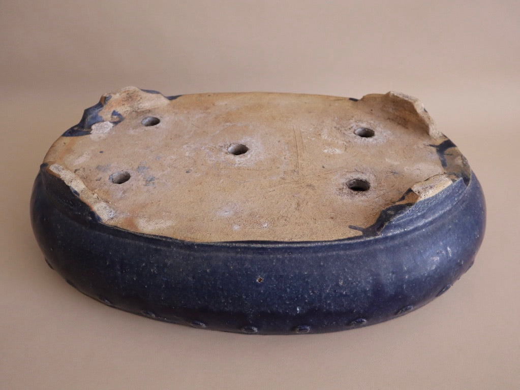 Large Shiwan Blue Glazed Ceramic Planter