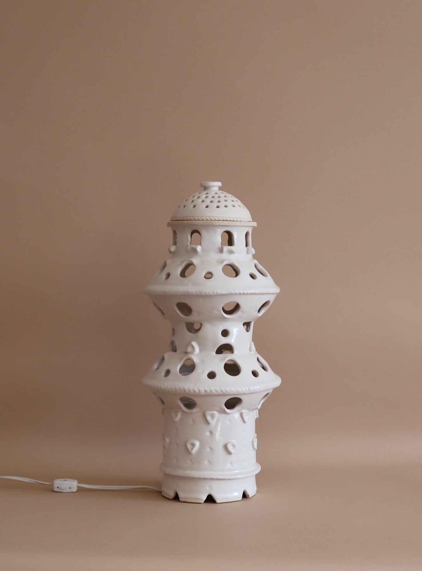 Vintage Hand-Made Ceramic Pagoda Lantern Lamp