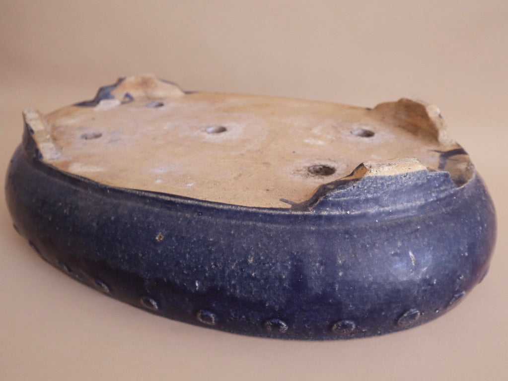 Large Shiwan Blue Glazed Ceramic Planter