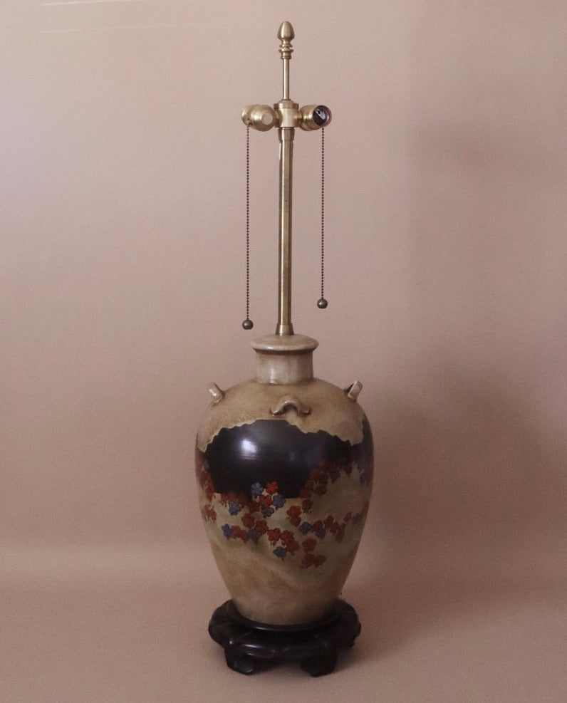 Mid-Century Hand-Painted Landscape Table Lamp by Marbro
