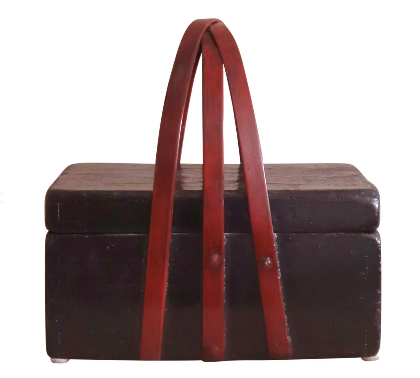 Antique Black & Red Wooden Basket