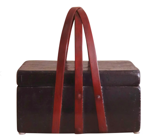 Antique Black & Red Wooden Basket