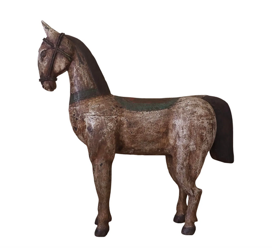 Antique XL Carved Wood Horse