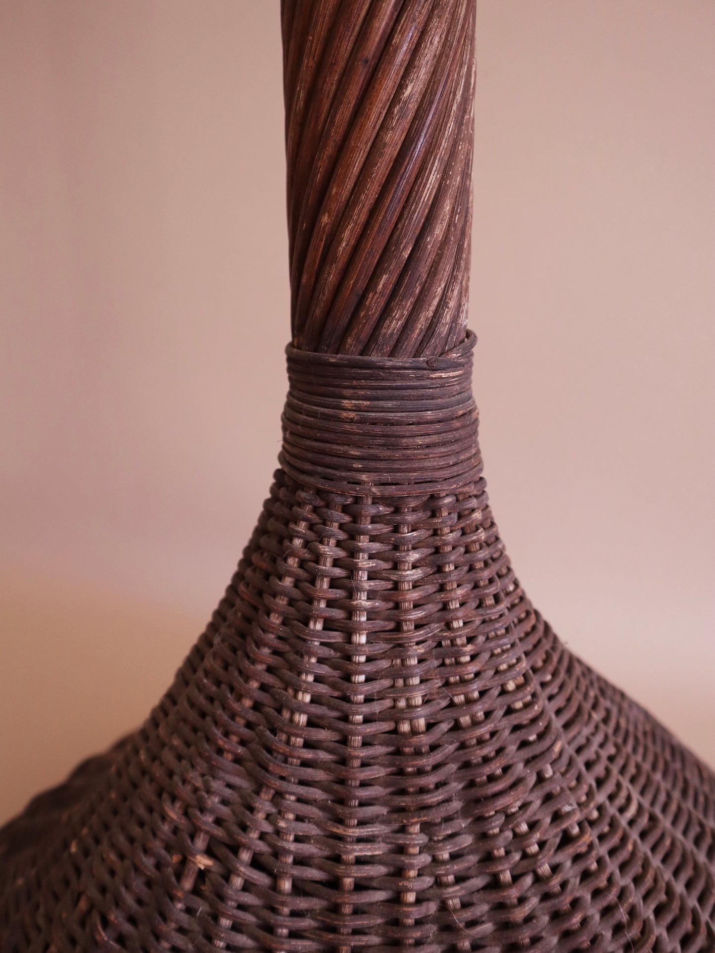 Late 19th Century Antique Standing Woven Wicker Basket