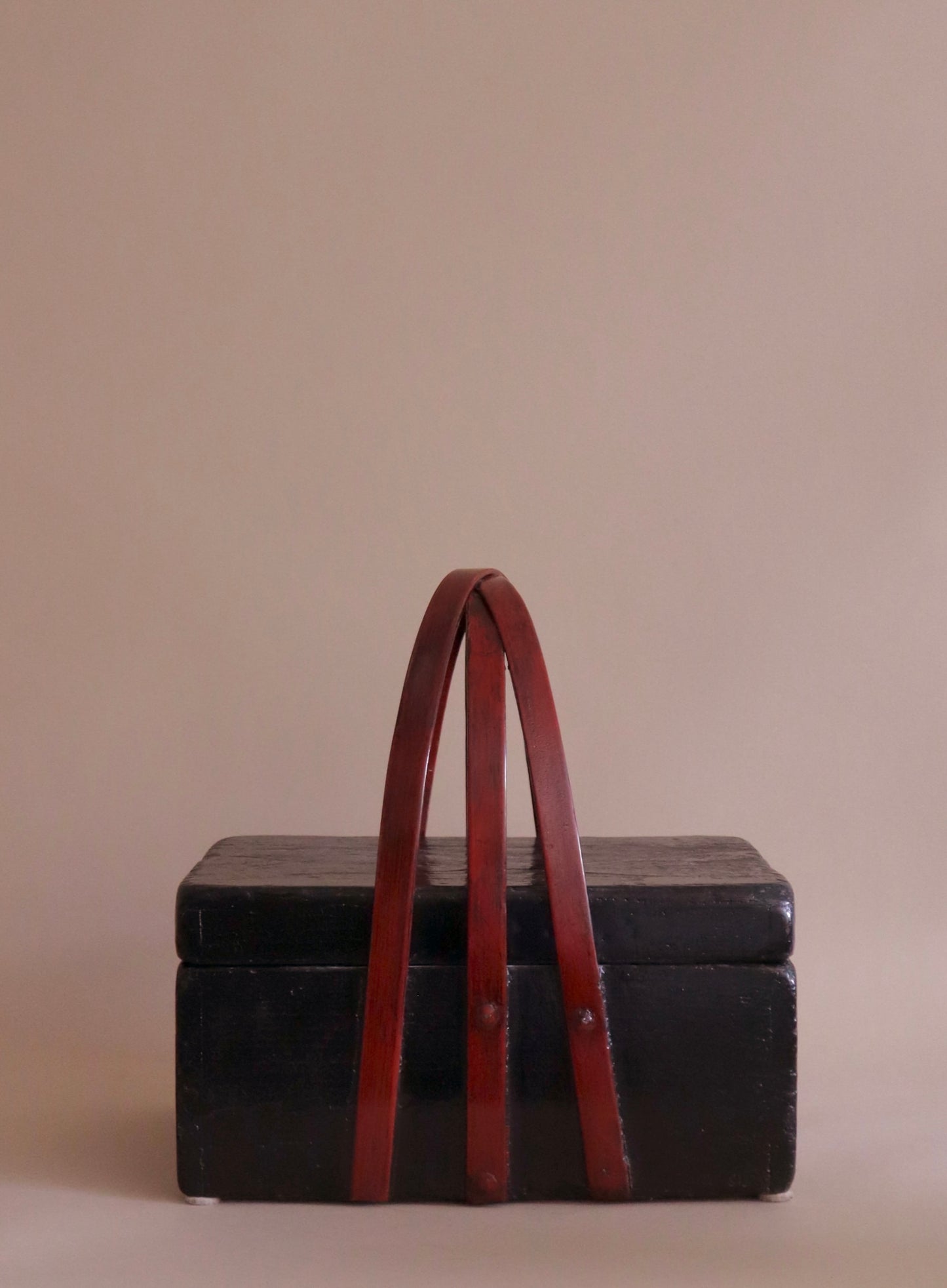 Antique Black & Red Wooden Basket
