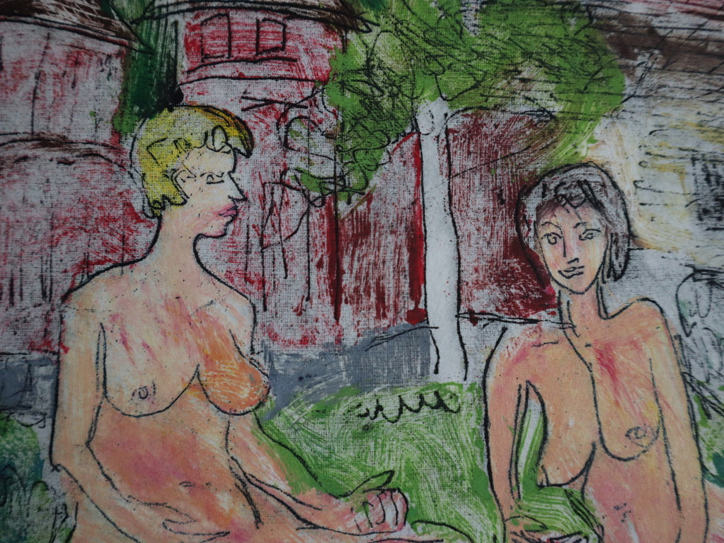 1989 James D. Curtis Etching of Women Lounging