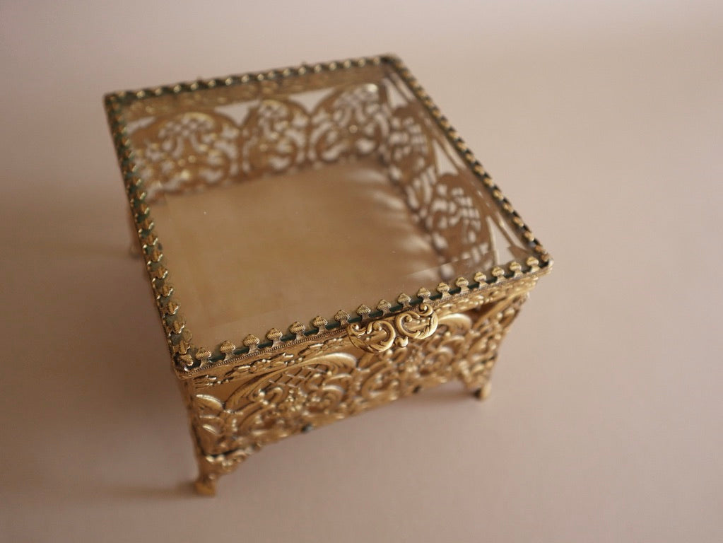 Vintage Gold Filigree Vanity Box