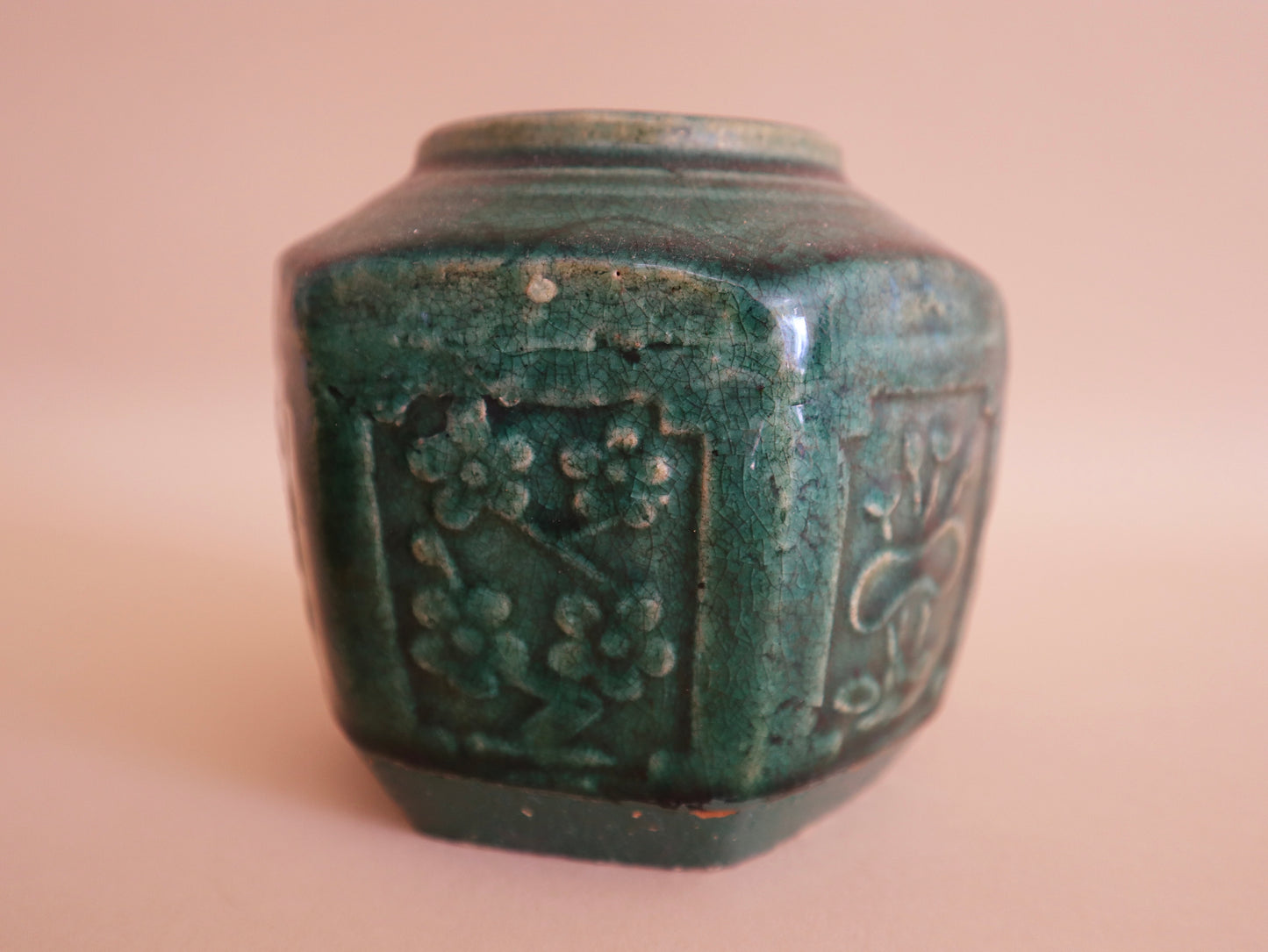 Trio of Antique Green Chinese Vases