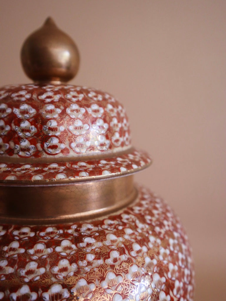 Large Tangerine Lidded Kutani Ginger Jar